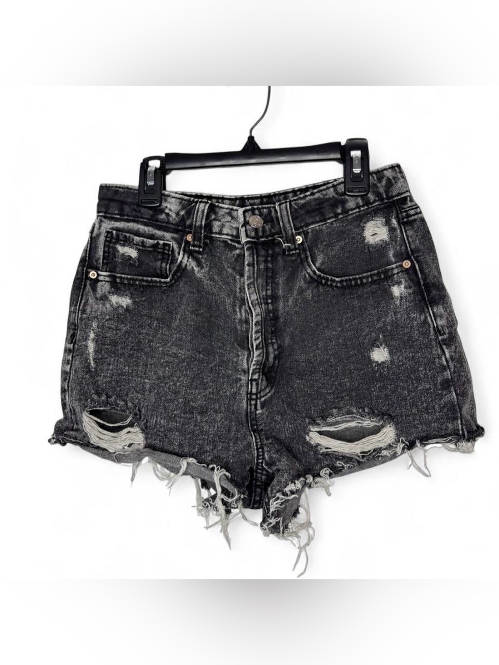 Black High-Rise Denim Shorts